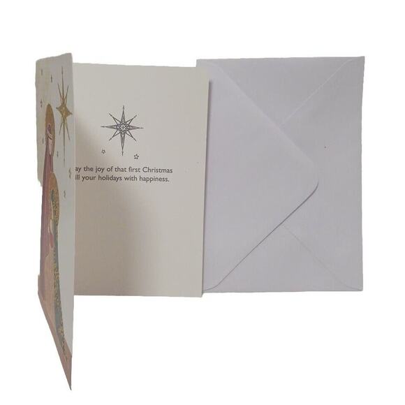 Fancy Box 16 Christmas CARDS GOLD LEAF Baby JESUS Mary Joseph Star Religious - Picture 7 of 16
